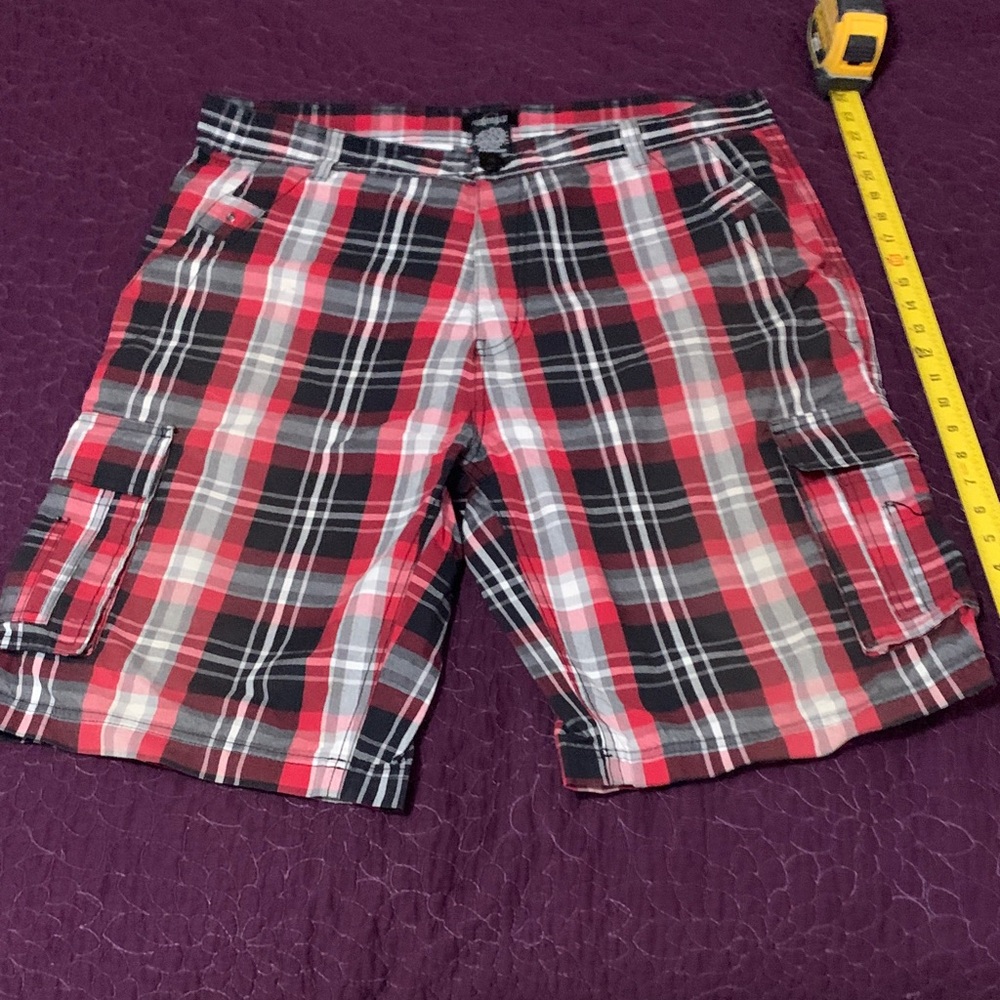 Gioberti Plaid Red and Black Men's Shorts 36 MENS XL